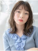 シースルーバングミディアムレイヤーパーマh3越谷20代30代40代