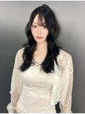 16176黒髪アッシュ韓国レイヤーワンホンヘアラウンドバング