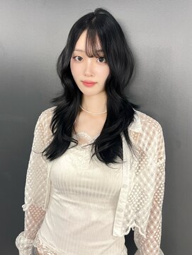 ベレーザ 渋谷神南(Beleza) 16176黒髪アッシュ韓国レイヤーワンホンヘアラウンドバング