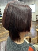ショートウルフ×ワインレッド×髪質改善メテオカラー