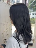 ◎小顔前髪顔まわりネイビーブラックロングミディアム