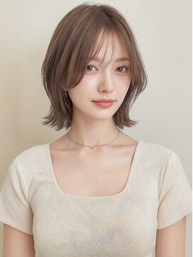 カバーヘア ブリス 川口(COVER HAIR bliss) ブリーチなしカラー切りっぱなしボブ外ハネ顔周りレイヤーp川口