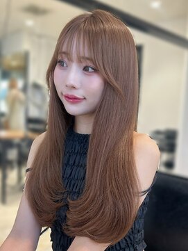 エヌアイ オモテサンドウ(ni omotesando) 大人気韓国ピンクカラー＊ツヤカラーワンカールヘア顔周りカット