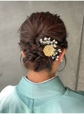 ヘアアレンジ成人式ヘア着物ヘアゆるふわシニヨンアレンジ