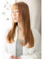 カバーヘア ブリス 志木南口駅前店(COVER HAIR bliss)&nbsp;アプリコットオレンジ姫カット前下がりレイヤーY志木20代30代