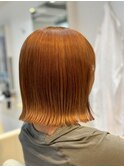 オレンジベージュ　切りっぱなしボブ　【takano  style】