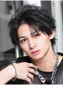 フェザーショートパーマ【韓国ウルフ】黒髪ツーブロック