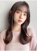 くせ毛風カール艶感似合わせカットうる艶髪前髪サイドバング