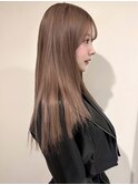 着物ヘア/ダークアッシュ/ミディアムレイヤーカット/栄
