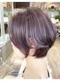 大人かわいい小顔ショートボブ似合わせカット前下がり