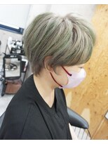 ヘアテリア リュウ 大塚(hair teria ryu) フルブリーチハイライト/ポイントグリーン/ショート
