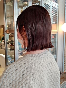 オーガニック リブ 川越(organic+live) 前下がりボブ×ミニボブ20代韓国風シースルーバング小顔効果