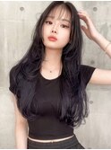 韓国ヘア シースルーバンク ロングレイヤー 前髪カット 艶髪