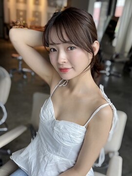 エインアンリー 明治神宮前(AIN.ANLY.) アプリコットオレンジベージュシースルーぱっつん前髪