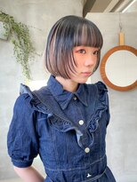 テトヘアー(teto hair) ミニボブインナーカラーぱっつんボブブリーチカラー前髪カット
