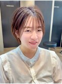 小顔ショート／髪質改善／４０代３０代／グレージュ／豊中
