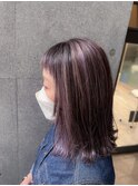 【脱白髪染め】白髪ぼかしハイライト ほんのりピンク