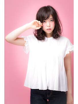 エルデ ナインズ ヘアー スタンド 川口店(elde 9's HAIR STAND) 42モーブカラーのワイドバングで大人かわいいくびれミディ 川口