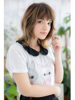 ミック 日暮里店(miq)&nbsp;外国人風ハイトーンカラー！こなれ感くびれセミディb