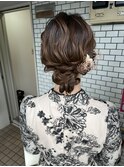 ドライフラワー　シニヨン　結婚式　花嫁　編み下ろし　二次会