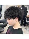 緩めツイスパ×ラウンドマッシュ