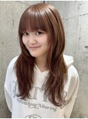 ミルクティーグレージュ暗めアッシュブラウンミディアムレイヤー