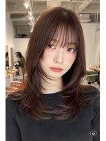 ノイエ 原宿 北参道(NoIE) ミディアムバタフライレイヤー顔周りレイヤーブラウンベージュ