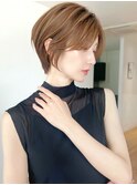 say.ショートボブ耳掛けショートイメチェンスモーキーカラー
