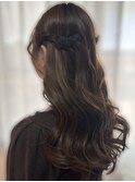 ハーフアップ ゆる巻き ロング イベント 推し活 ヘアセット