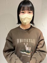 ラミエ バイ メルト 吉祥寺(lamie by melt)&nbsp;"久保田"切りっぱなしボブダークアッシュ10代20代ぱつっと前髪