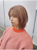 レイヤーボブ/ピンクオレンジ／ブリーチ