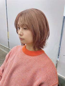 リミットバイアフィナー 大宮店(limit by Afinar) レイヤーボブ/ピンクオレンジ／ブリーチ