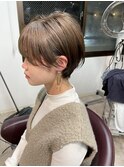 大人ショートボブ丸みショートカットマッシュショート前髪あり