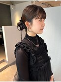 ツインアレンジ/カチモリヘア/お呼ばれヘア/ みつあみアレンジ