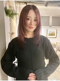 レイヤーカット　ピンクバイオレット
