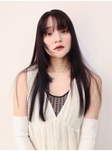 黒髪ロング姫カットロングレイヤー重めロング