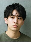 ニュアンスサーフ×チャコールグレーの束感ショートマッシュ