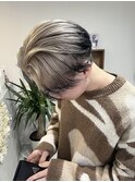 エンドカラー　センターパート　デザインヘア