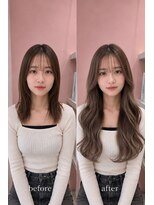 リゼル ユア 渋谷(RISEL YUA)&nbsp;透明感グレージュ×韓国風ゆる巻きロングエクステ