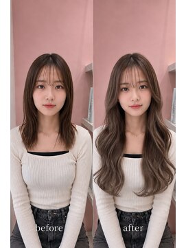 リゼル ユア 渋谷(RISEL YUA) 透明感グレージュ×韓国風ゆる巻きロングエクステ
