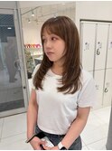 顔まわりアゴ下レイヤー 透明感ベージュブラウン 【杉若】
