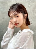 大人可愛い耳掛け外ハネボブ☆マロンベージュ