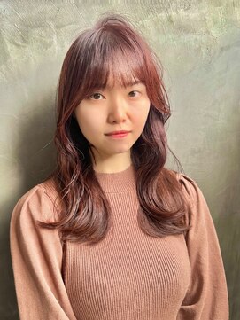 ナンバー 博多(Number) 【ゆるふわピンクブラウン】韓国風/ミディアム/前髪カット