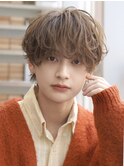 ゆるふわ波巻きアッシュブラウンラウンドマッシュ