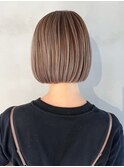 ミルクティー美髪ミディアム韓国ヘアホワイトベージュ_ba536001