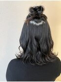 ★切りっぱなしミディアム×お団子アレンジ★