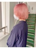 ハイトーンピンクボブケアブリーチカラーイルミナカラー