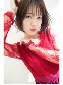 ペールベージュセクションカラーグラデーションカラー外ハネボブ