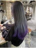 ダブルカラー　シルバー　グラデーションカラー　バイオレット