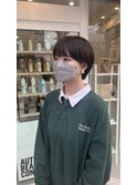 マッシュショート/丸み,暗色ナチュラルブラウンカラー
